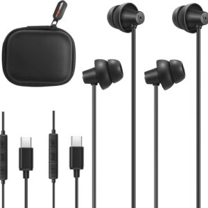 MAXROCK 2PCS sleep wired Headphones with USB-C Plug, Wired Ear Buds or sleeping earphones